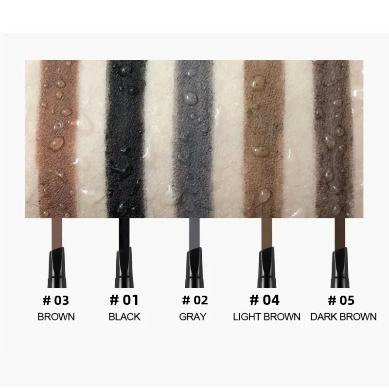 Naturalna kredka do brwi 5 kolorów Wodoodporny, długotrwały makijaż Automatyczna obrotowa podwójna główka ze szczoteczką do brwi