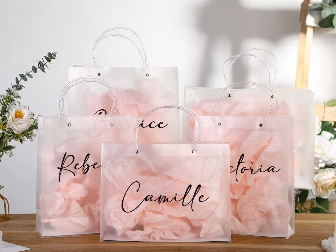 Bridesmaid Gift Bag PVC Bachelorette Party Welcome Bag Birthday Clear Bag Wedding Custom Name Bags Transparent Plastic Bag