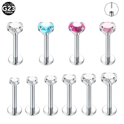 1/5PCS Titanium 16G Threadless Push Pin Labret Stud Claw CZ Cartilage Earring Helix Tragus Nose Stud Piercing Jewelry for Women