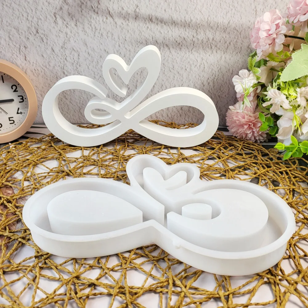 Eternal Love Heart Ornament Cement Concrete Silicone Molds DIY 3D Infinite Symbol of Love Gypsum Plaster Mould Craft Resin Mold