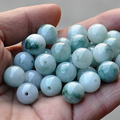 10PC Natural Emerald Beads Bracelet Pendant DIY Accessories Bangle Charm Jewellery Fashion Hand-Carved Luck Amulet