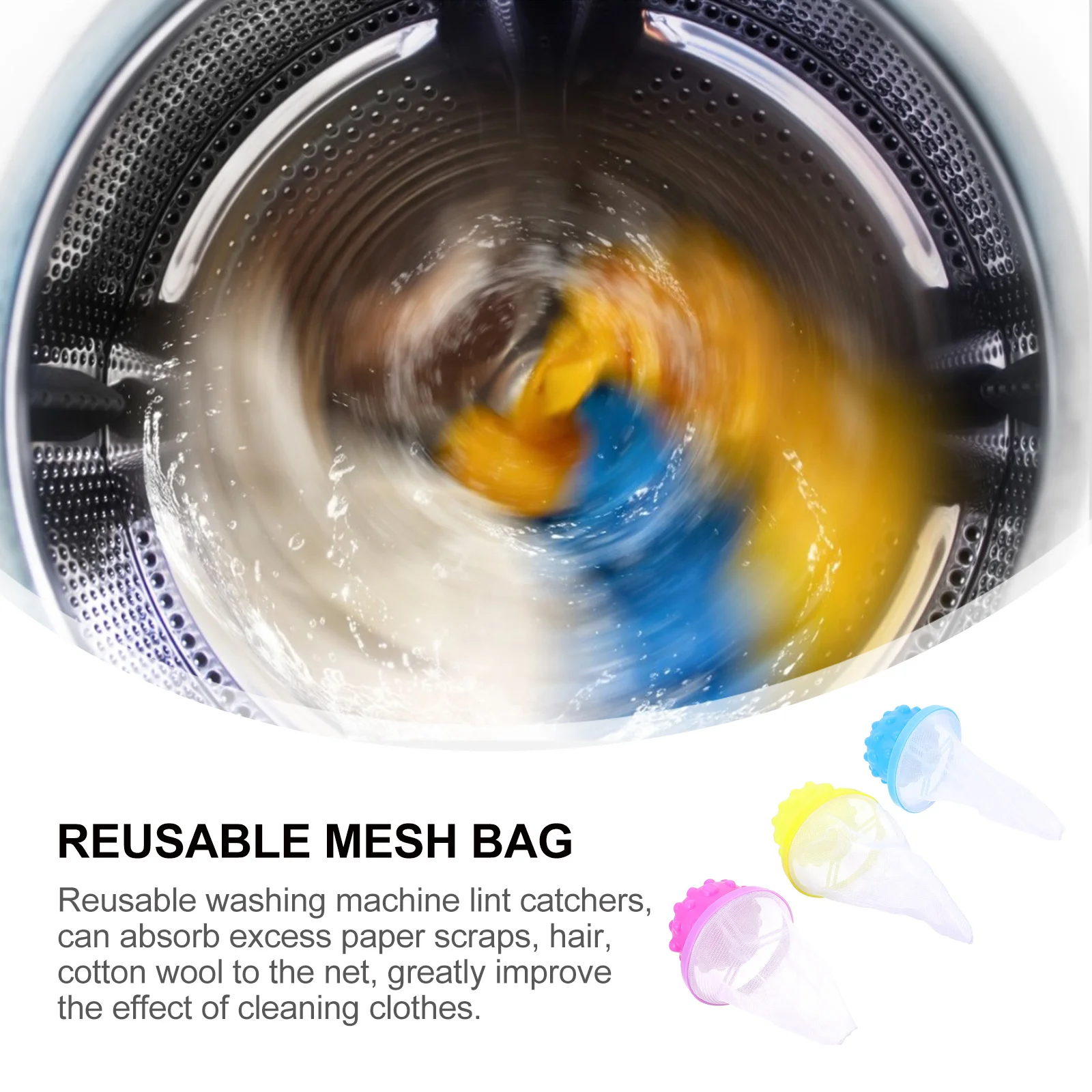 

6Pcs Washing Machine Lint Catcher Mesh Pouch Reusable Hair Filter Bag Fine Mesh Design for Sundries Debris Cotton Wool Cleaner