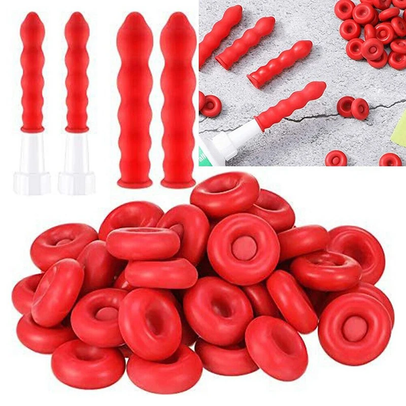 20Pcs Caulking Gun Nozzles Cap Red Caulk Saving Cap Caulk Sealer Saver Open Caulking Tube For Sealing And Preserving