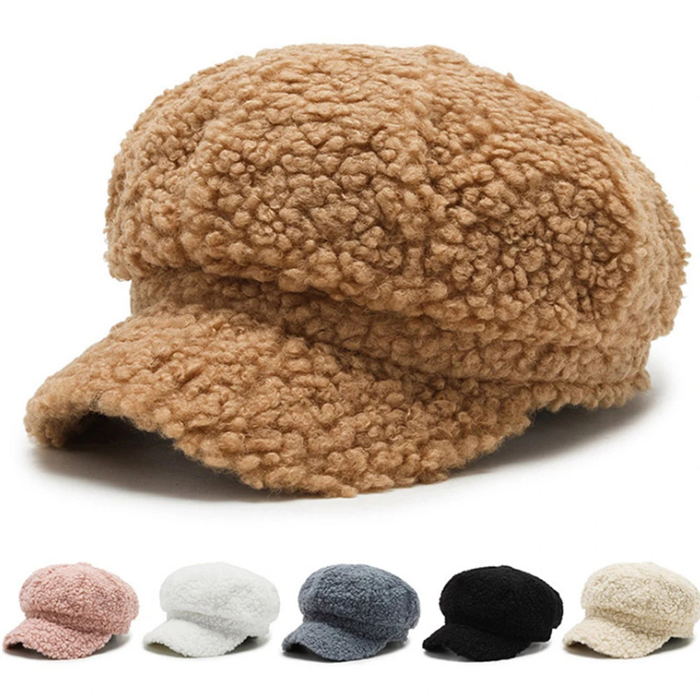 Women's Lamb Wool Berets  Autumn and Winter Fashion All-match  Hat Painter  Octagonal Cap