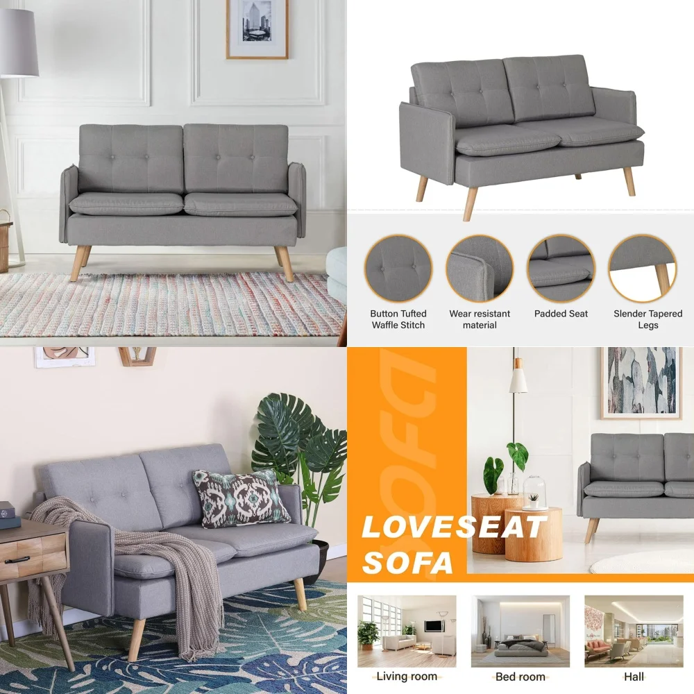 

Living room sofasModern 2 Seater Sofa for Living Room Bedroom Gray Upholstered Loveseat Couch Comfortable Small Sofa Dual Seat