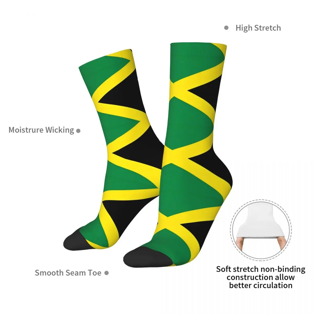 Jamaican Flag Socks Spring Stockings Funny Men Quality Socks Design Climbing Anti-Slip Socks