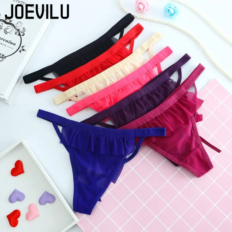 

Женское сексуальное и эротическое нижнее белье из тонкой сетки с низкой талией, соблазнительные стринги в форме банта, прозрачное Т-образное нижнее белье Pure Desire