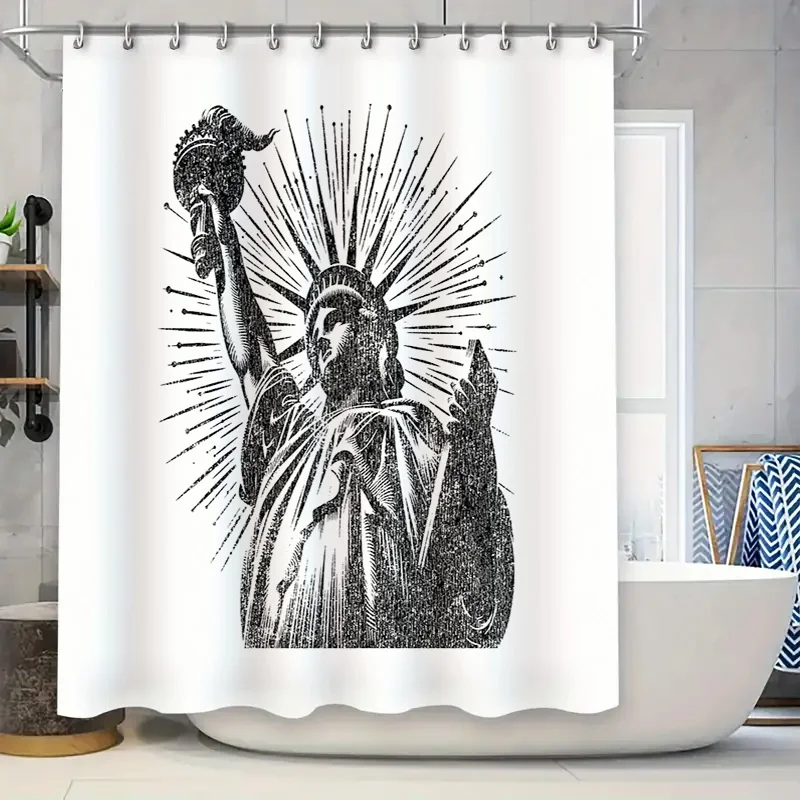 Vintage Statue of Liberty Shower Curtain Gothic Dark Academia Bathroom Decor Grunge Home Decor Gothic Decor Wall Art Victorian D