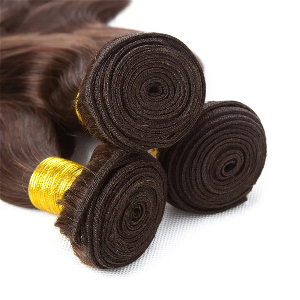 #4 bundel gelombang tubuh coklat tua 1-3 buah 100% bundel rambut manusia 18-30 inci ekstensi rambut Remy untuk wanita gambar ganda Brasil