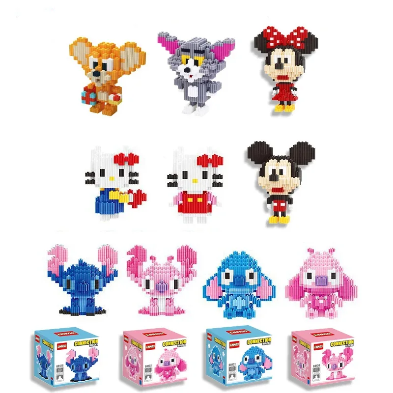 Hello Kitty Building Blocks Mickey Anime Figure Blocks Stitch Kids Toys Boys Girls 3D Puzzle Minifigures for Lego Action Figure