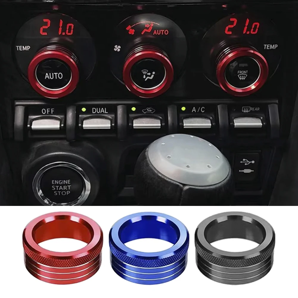 3Pcs/set Car Air Condition Switch Knob Cover Audio Knob Ring Trim for Subaru BRZ Toyota 86 GT86 2013-2020 Blue/Red/Black
