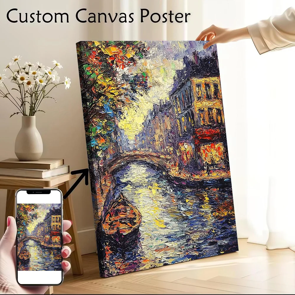 Canal Cityscape Painting Canvas Wall Art Poster Custom Photo Print Modern Painting for Fans Home Decor Items Room Decorations