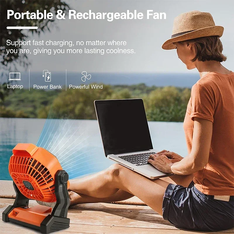 Imagem -04 - Ventilador de Mesa Portátil com Luz Led Recarregável Quiet Camping Fan Bateria com Gancho Suspenso para Casa e Quarto