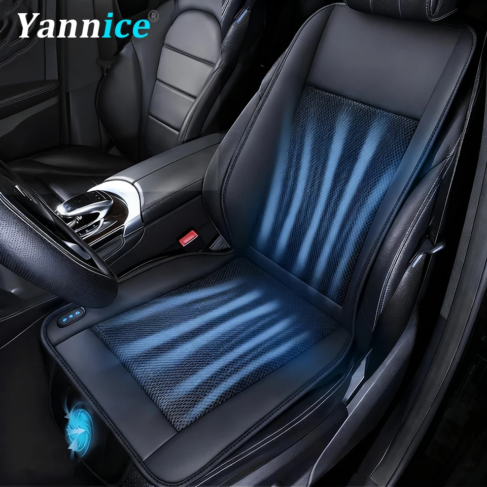 

Luxury PU Leather Car Cooling Seat Cushion USB 12V/24V Universal Front Seat Cooled Cover With Fan Car Interior Seat Cooling Pad