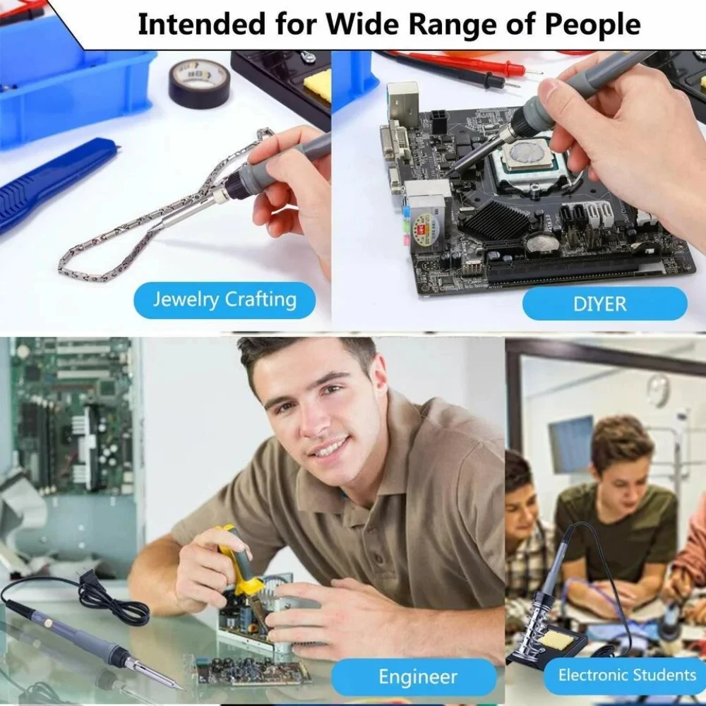 60W Adjustable Temperature Electric Soldering Iron EU 220V Welding Iron Rework Station Heat Pen Tips DIY for Repairing