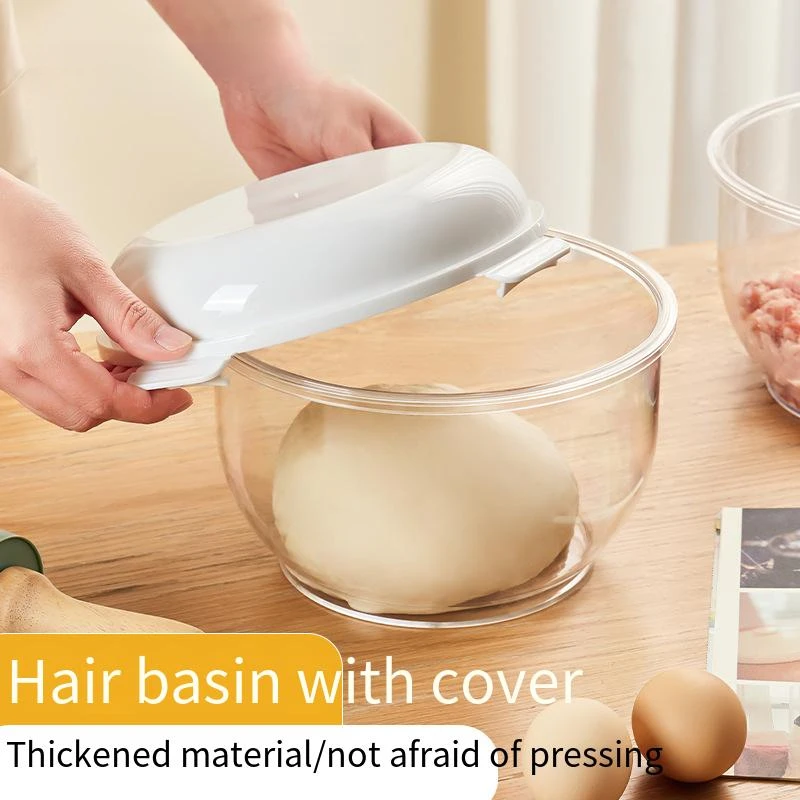 Küchen-Backnapf mit Deckel zum Kneten von Teig, Gärten, Mischen und Eierschlägen, transparenter, abgedeckter Gemüsesalatschüssel