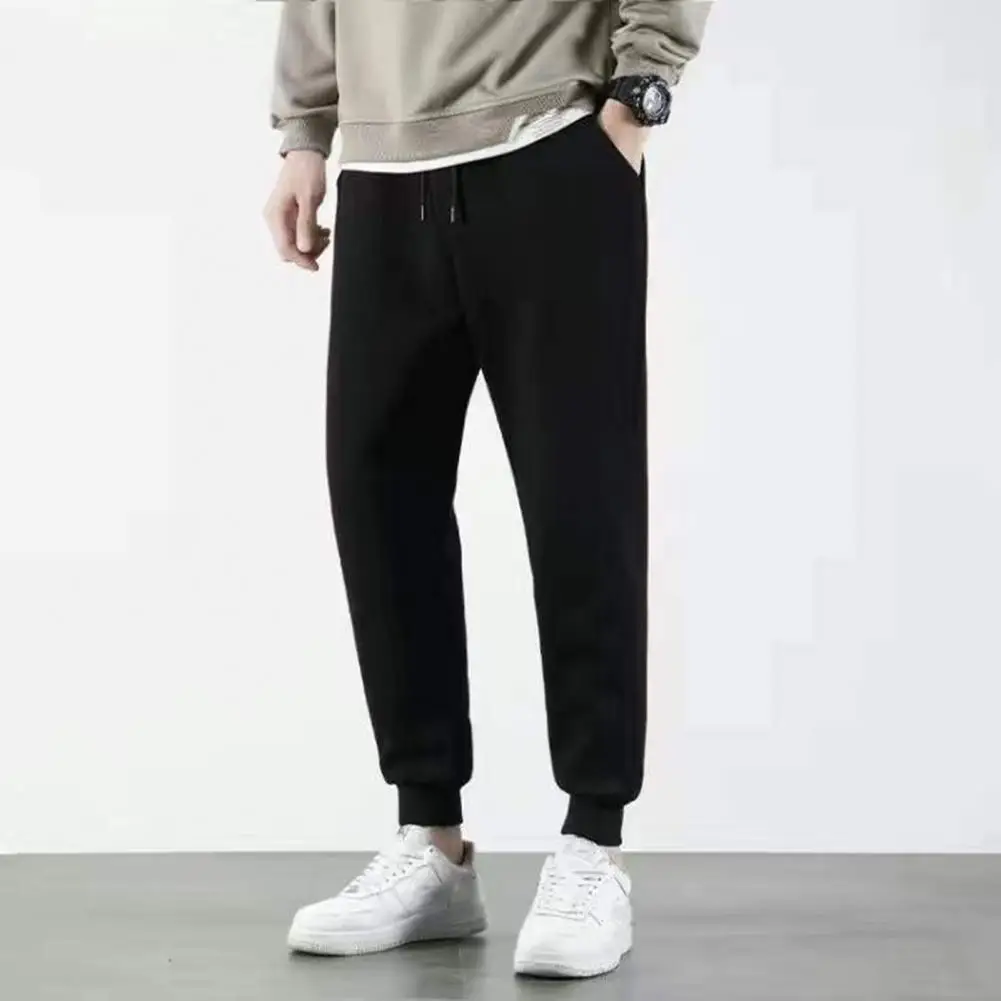 

Comfortable Casual Trousers for Men Men Reinforced Pocket Pants Cozy Men's Winter Pants Ankle-banded Warm Soft with Pockets