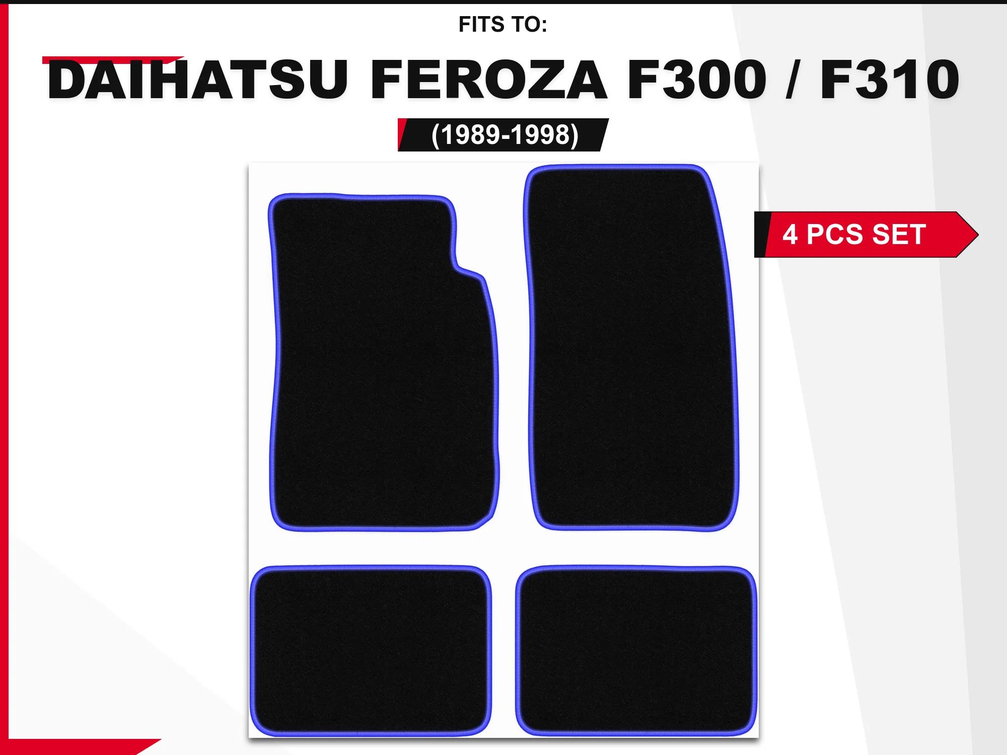 Velours vloermatten voor: Daihatsu Feroza F300 / F310 1989-1998, op maat gemaakte autovloermatten, set