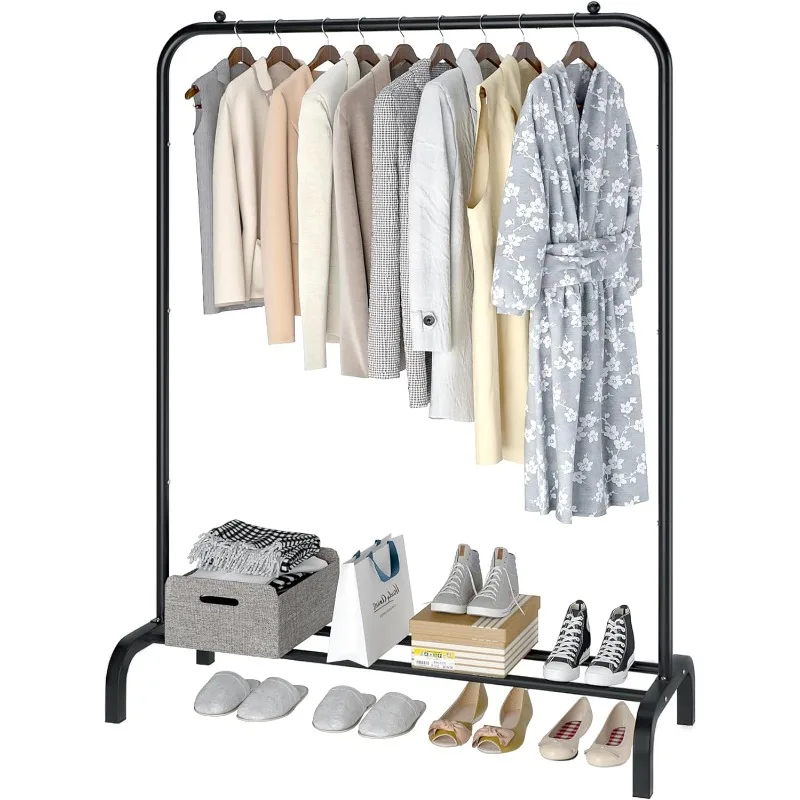 Metal Clothing Rack, Single Rod Portable Garment Rack for Hanging clothes, Cloths Rack for Bedroom, Balcony 43.31inch