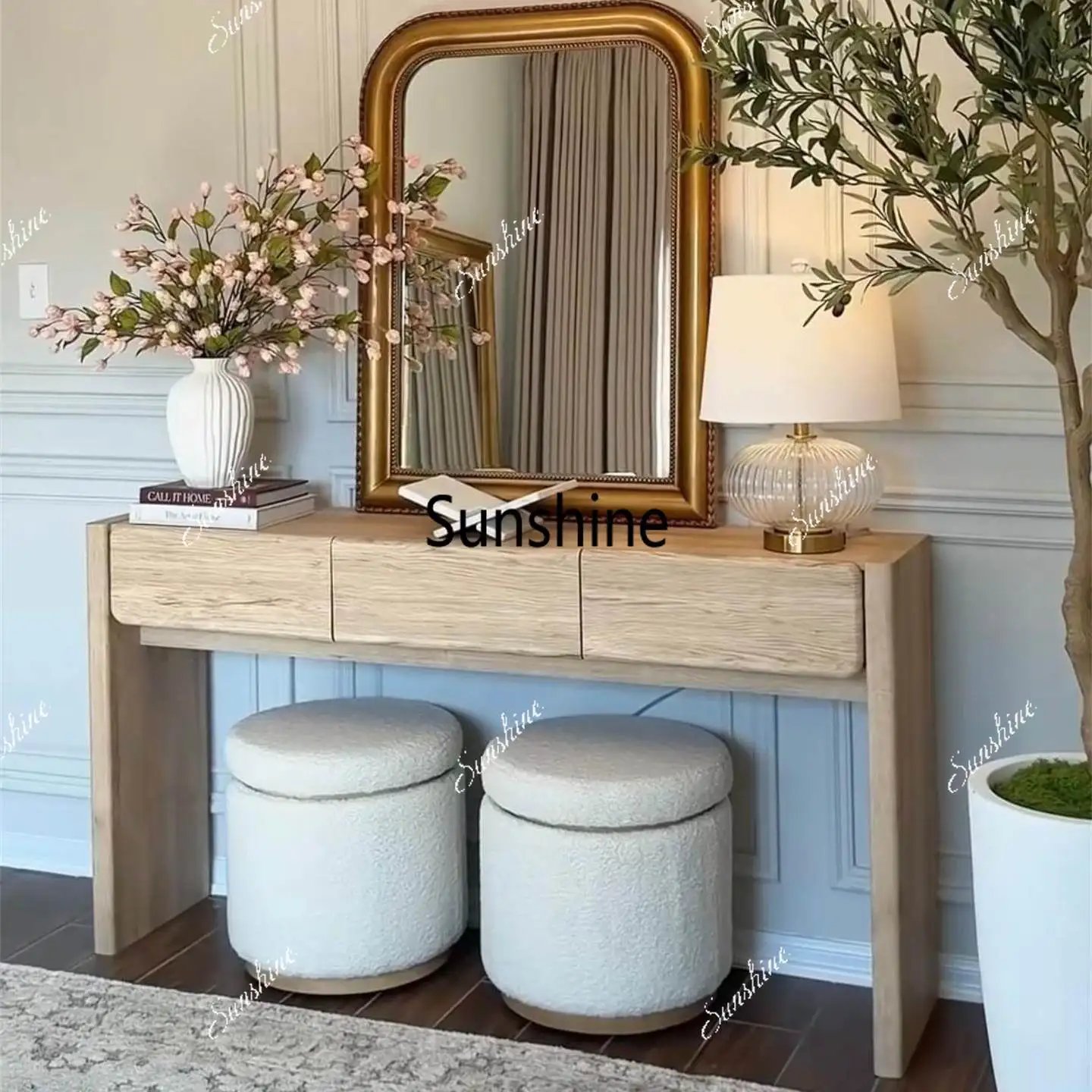 

Nordic style entrance table solid wood storage storage table home decoration table