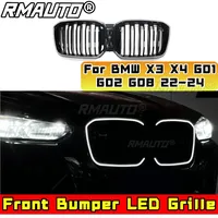 For G01 LED Racing Grills Car Front Racing Grille Bumper LED Grill For BMW X3 X4 X3M X4M G01 G02 G08 2022-2024 Car Accessories