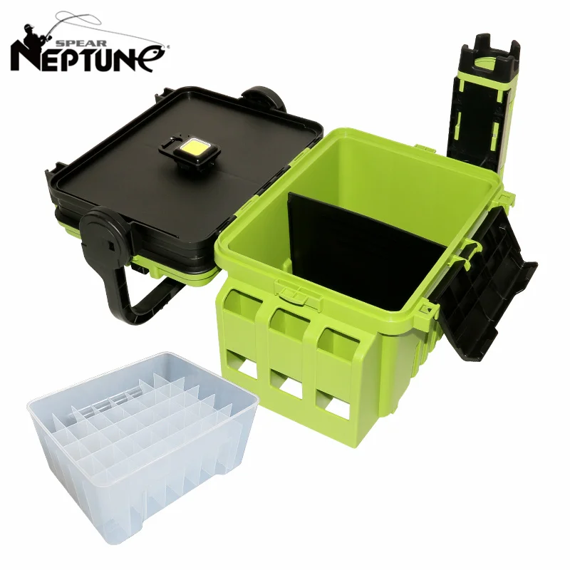 New Fishing Tackle Box Rod Lure Storage Organizer Box Squid Jig Octopus Egi Plastic Tool Case With Lights Carp Accessories Boxes