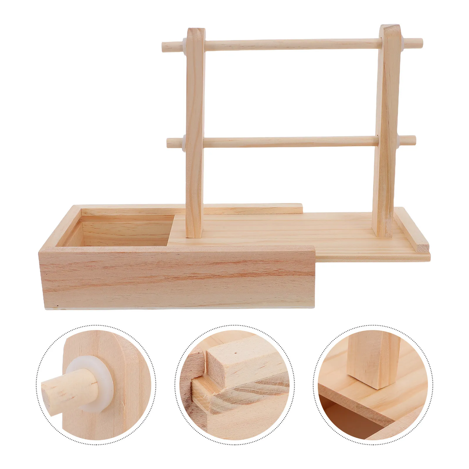 

1 Set Wooden Double Holder Stand Portable Yarn Storage Organizer Rack For Crocheters Knitters With Tool Box Manual Yarn Winder