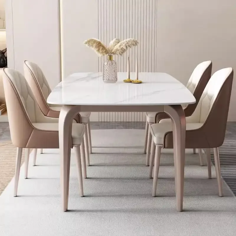 

Slate,table and chair combination,household,small apartment,modern,simple,Italian,light luxury,rectangular,dining table