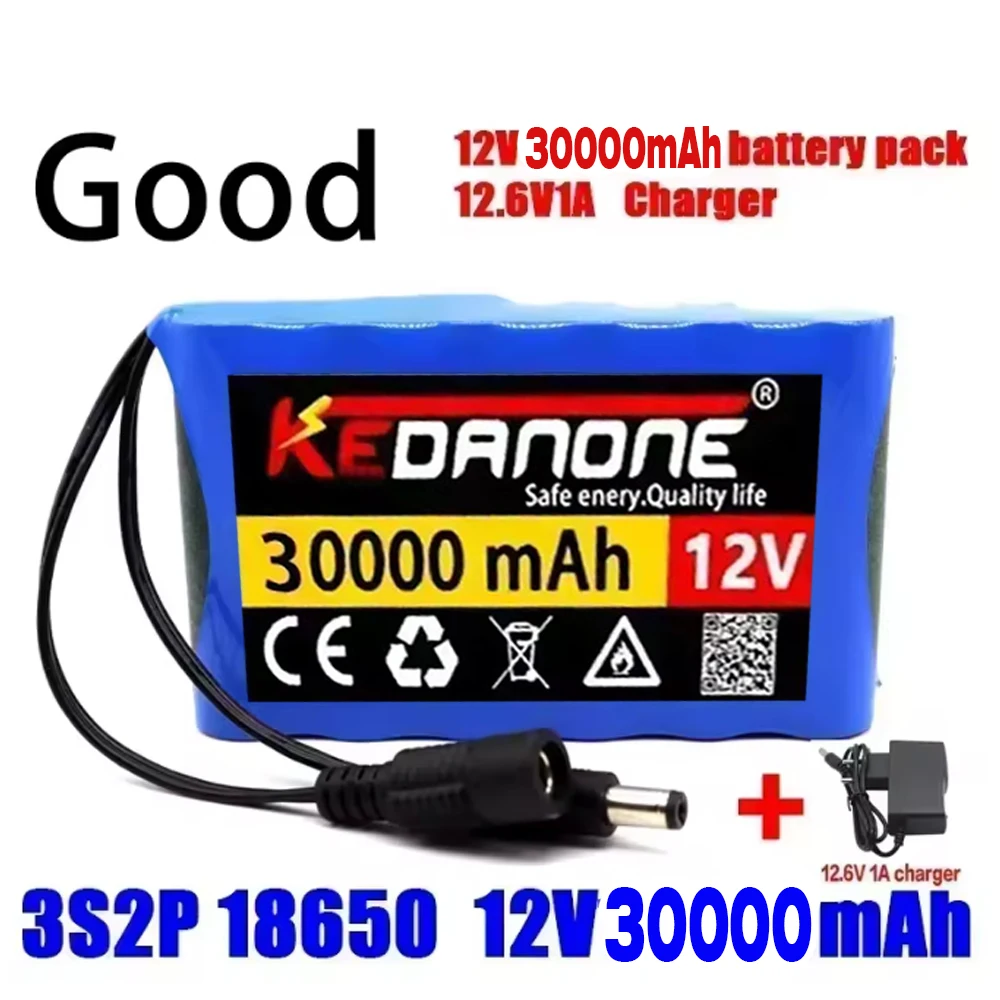 

18650 3S2P 12VOriginal Lithium Ion Battery DC 12.6V 30Ah Rechargeable CCTV, Camera Monitor Replacement Battery+Charger