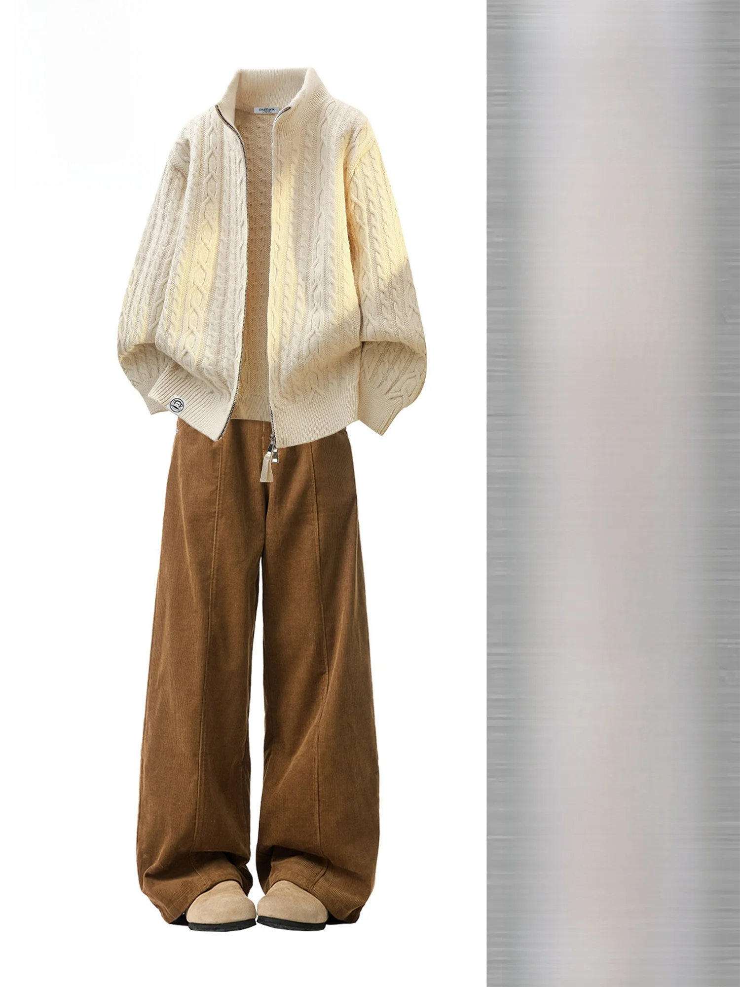 

Мужской комплект Paul Frank: ретро-свитер и вельветовые брюки с широкими штанинами, осенне-зимний спортивный костюм из винтажной пряжи с длинными рукавами