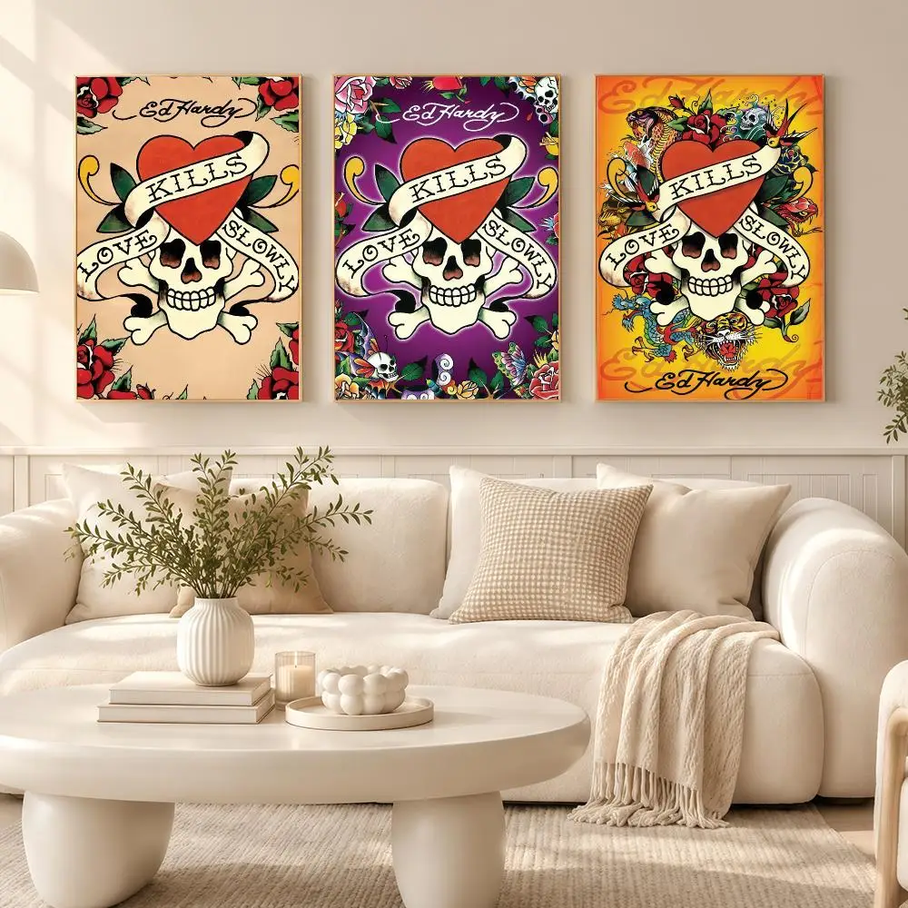 Cool E-Ed Hardy Tiger Brands Poster Wall Art Print Decorative Mural Home Decor Gift Unframed