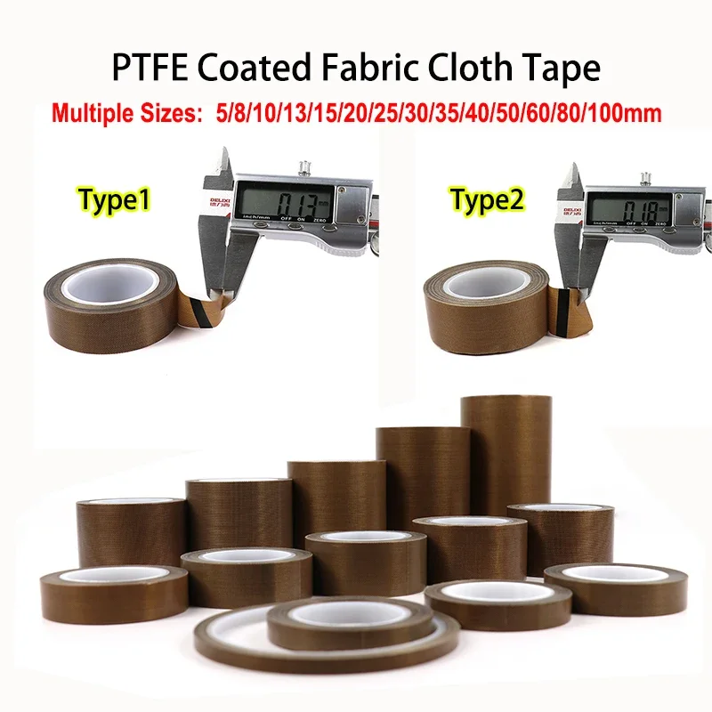 

High Temperature PTFE Coated Fabric Cloth Tape Adhesive 5~100mm 0.13/0.18mm Electrical Insulation Tape for Vacuum Sealer Machine