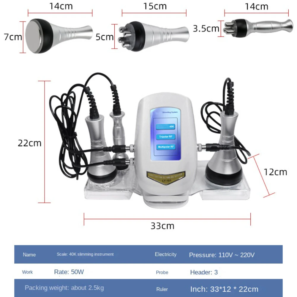 3 in 1 슬리밍 기계, 지방 제거, 안티 셀룰라이트 피부 타이트닝, 다극 무선 주파수, 40K Lipo 캐비테이션 초음파