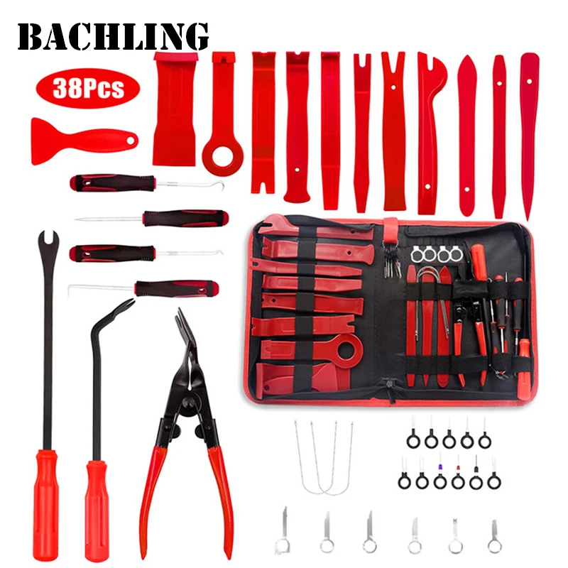 Car Trim Interior Plastic Disassembly Tools Kit Car Clip Pliers Fastener Remover Pry Tool Set Trim Removal have Tool Storage Bag