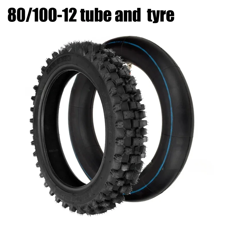 80/100-12 Outer  Tyre Inner  Tubre  Rear Wheel Tire Deep Teeth Tyre for Dirt Pit Bike OffRoad Motorcycle