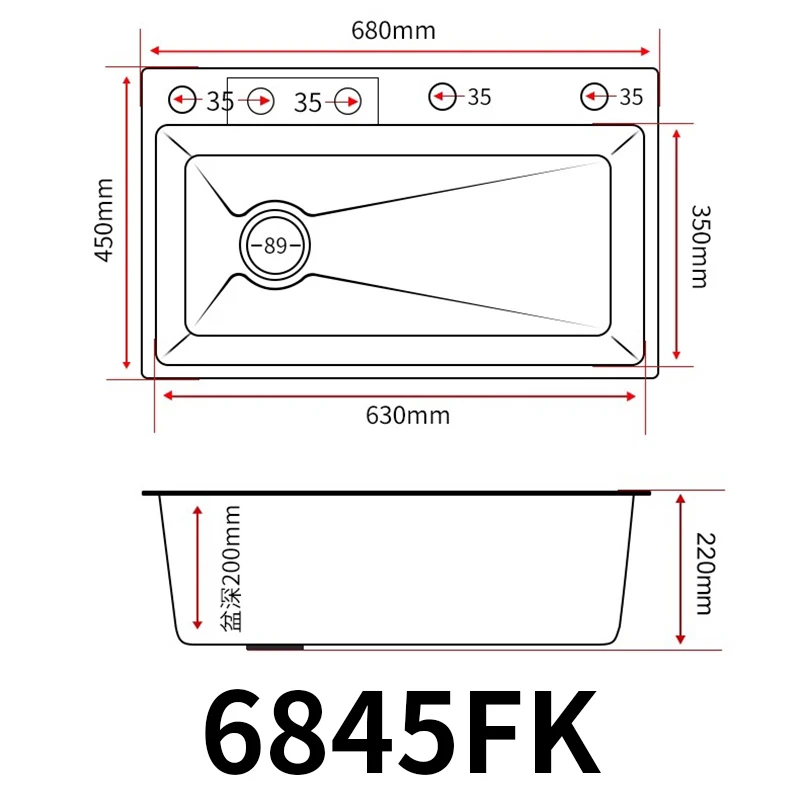 Wastafel dapur tahan karat, wastafel bak cuci atas timbul Slot tunggal besar dengan tangki multifungsi harga rendah