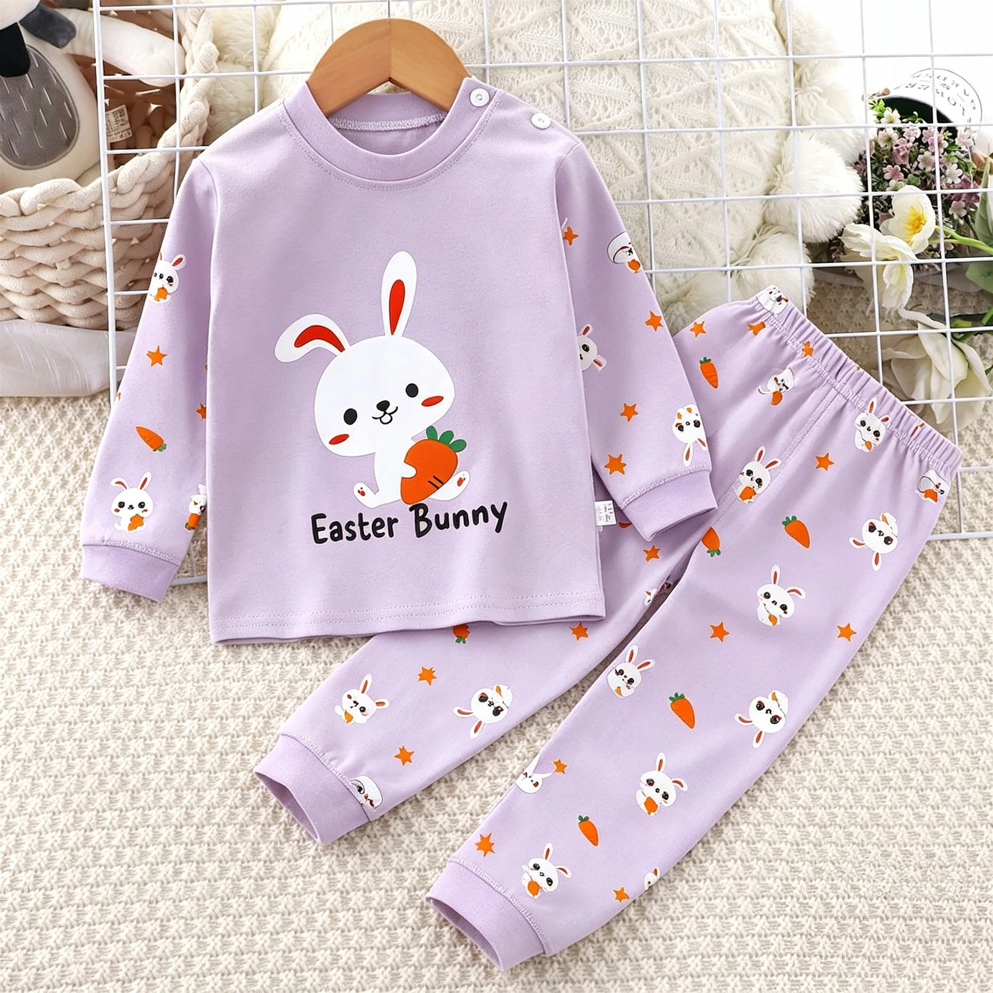 Cartoon-Baumwoll-Unterwäsche-Set für Babys, Mädchen und Jungen, Herbstkleidung, langärmeliges zweiteiliges Set, Kostüm für Kleinkinder, Pyjamas, Freizeitkleidung. – Detail 3