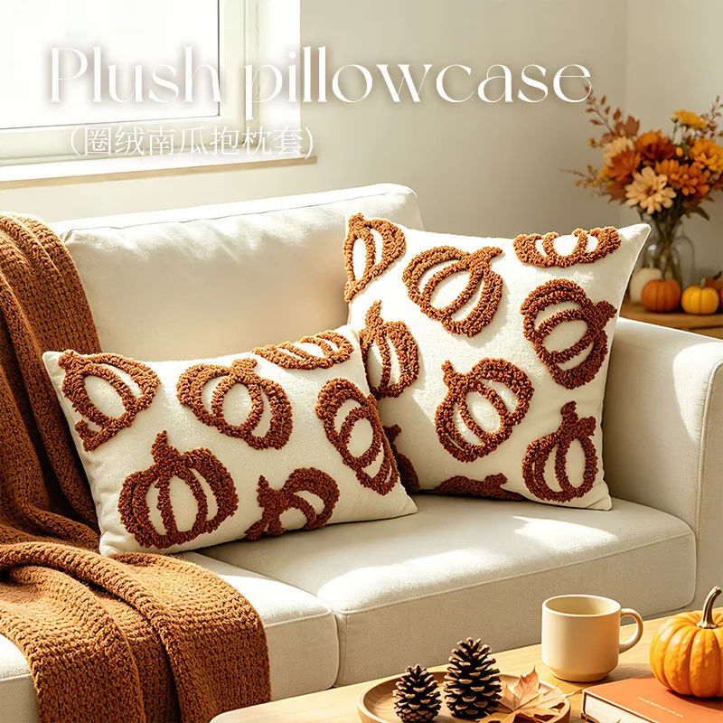 30X50/45X45CM Autumn velvet pumpkin Throw Pillow Cover Christmas retro Waist Cushion Cover Decor Home Decorative Pillowcase