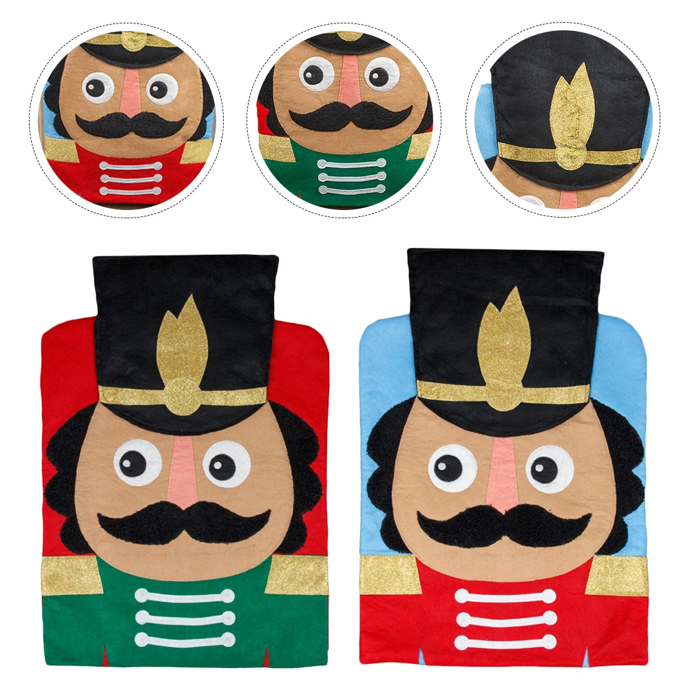 

2 Pcs Christmas Home Accessories Nut Cracker Chair Covers Nutcracker Seat for Dining Chairs The Pattern