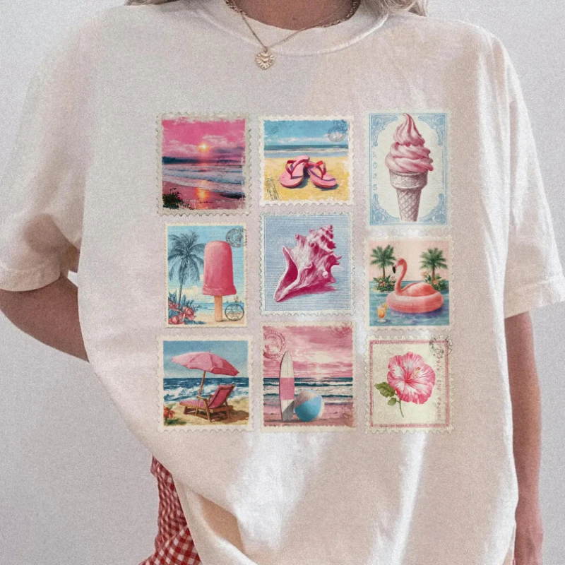 Comfort Colors Retro Beach Stamp Shirt, Coastal Summer Vacation Graphic Tee