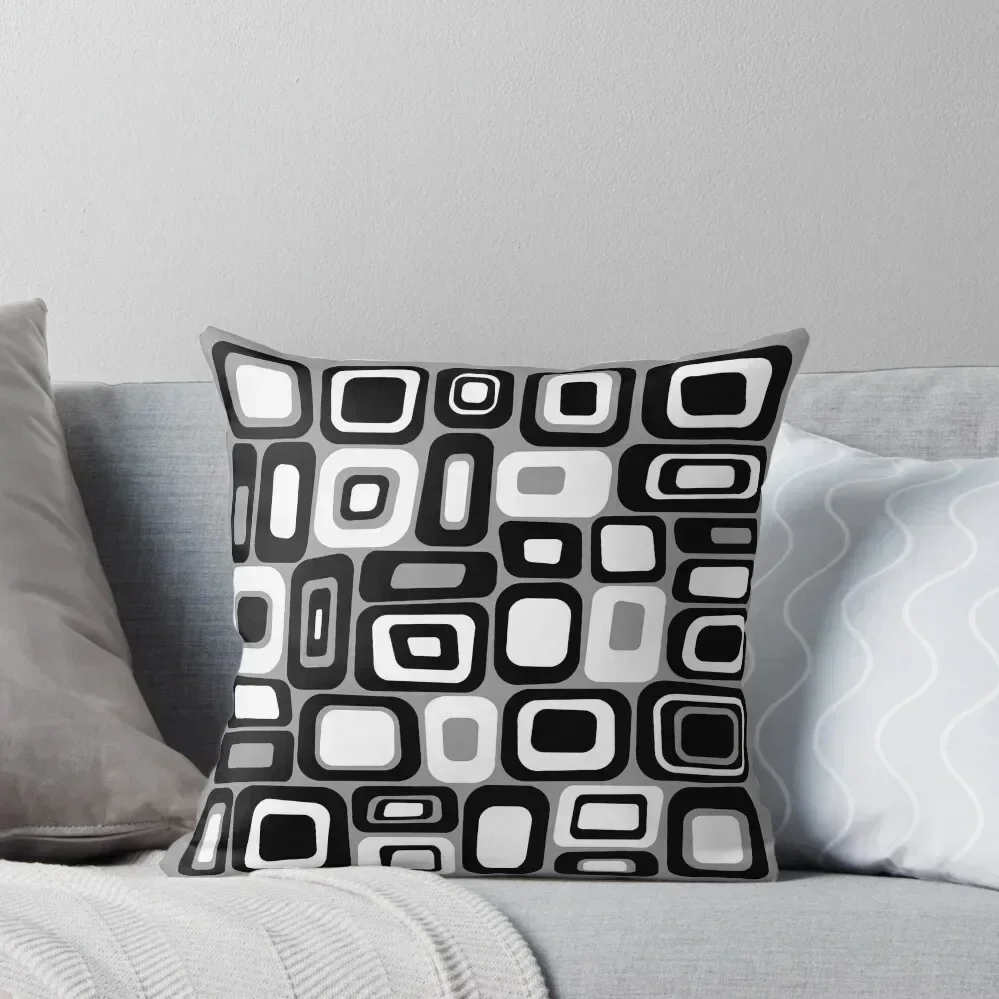 

Gray, Black and White Modern Retro Geometric Mid Century Design Throw Pillow Pillow Case pillows decor home pillow