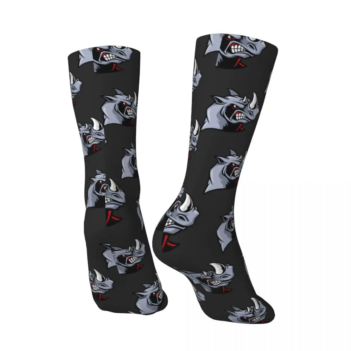 Crazy compression Gaze Sock for Men Harajuku Rhino Seamless Pattern Crew Sock Novelty