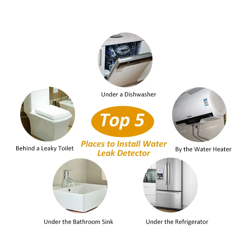 433MHz Flood Overflow Detector Wireless Water Leakage Sensor for Smart Home Burglar Security Alarm Systems G90B Plus