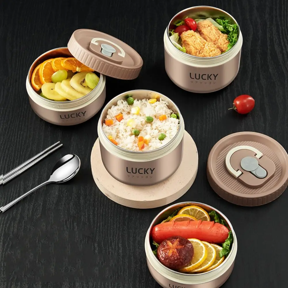 Thermal Lunch Box Stainless Steel Portable Soup Bowl Double Layer Insulated Lunch Food Container Leakproof Dinnerware