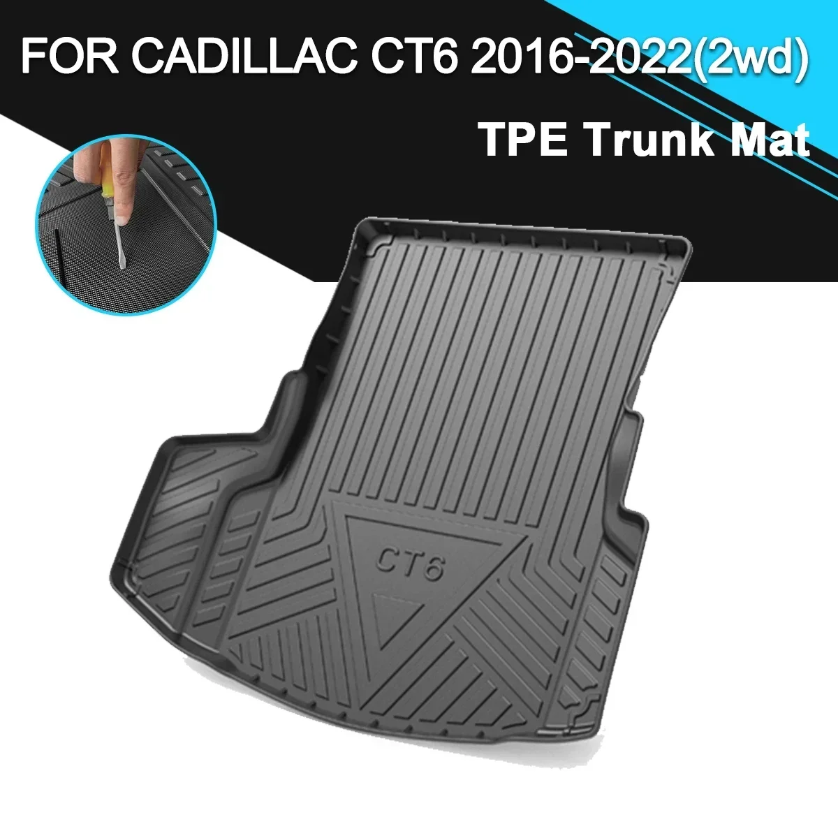 Car Rear Trunk Cover Mat Waterproof Non-Slip Rubber TPE Cargo Liner Accessories For Cadillac CT6 2016-2022 Two Wheel Drive