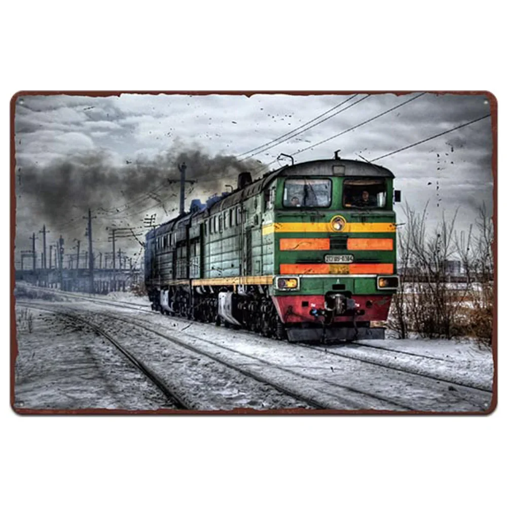 Train Metal Poster Vintage Plate Tin Signs Wall Poster Retro Plaque Poster Bar Pub Club Wall Home Decor Wall Stickers Poster