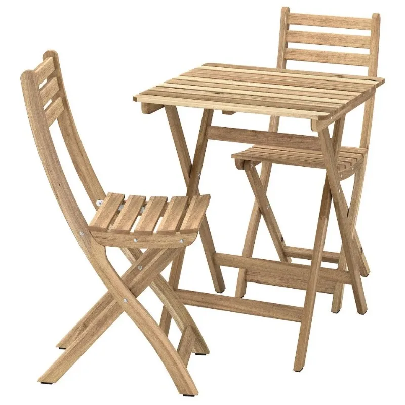 Outdoor Chair, Anti Mold Solid Wood Locust Backrest Chair, Single Person Chair, Foldable Natural Wood for Leisure Camping Chair