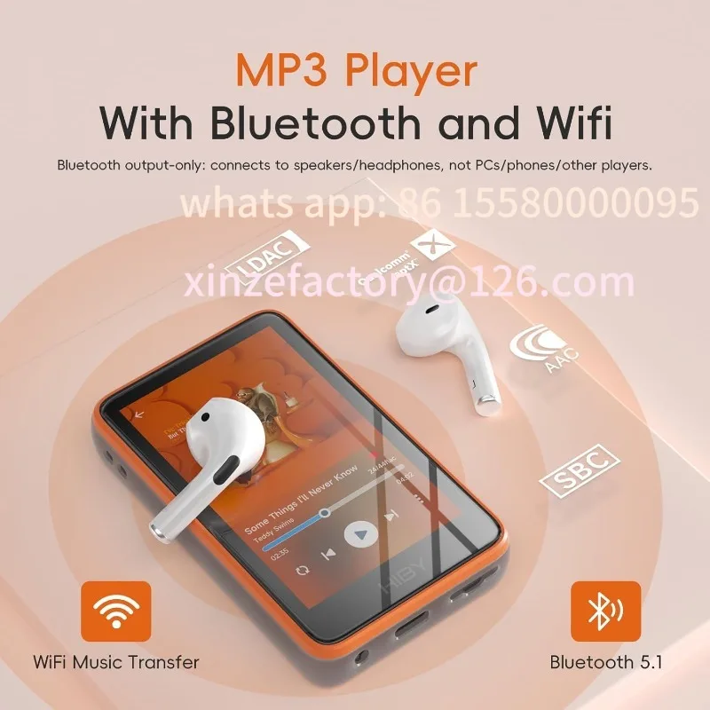 مشغل MP3 R1 قابل للتخصيص مع بلوتوث 5.1 Tidal Qobuz DSD PCM موسيقى بدون فقدان