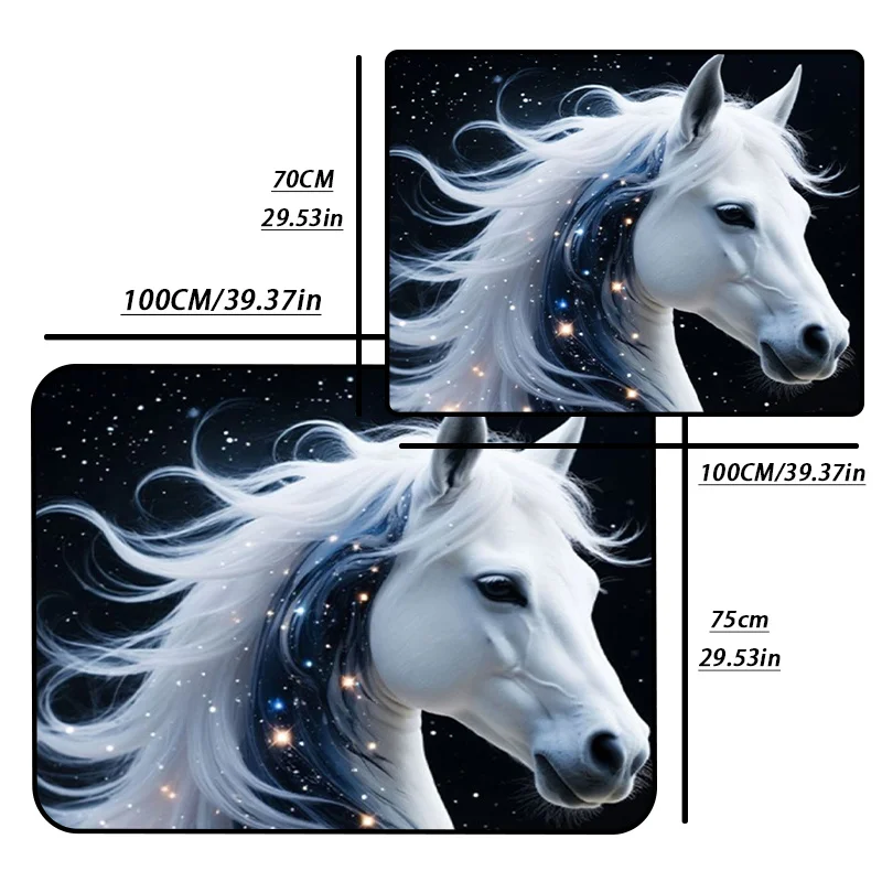 1pc Stylish Car Trunk Mat WithCelestial White Horse With Star - Filled Mane And Tail, Dark Starry Night Sky Background, Magical