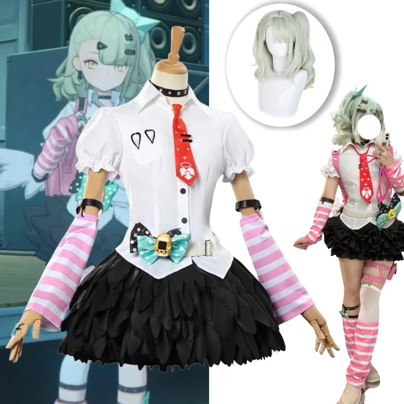 

Chinatsu Lamiel Cosplay Game Zenless Zone Zero Costume White Shirt Black Skirt Uniform JK with Accessories Full Set for Women